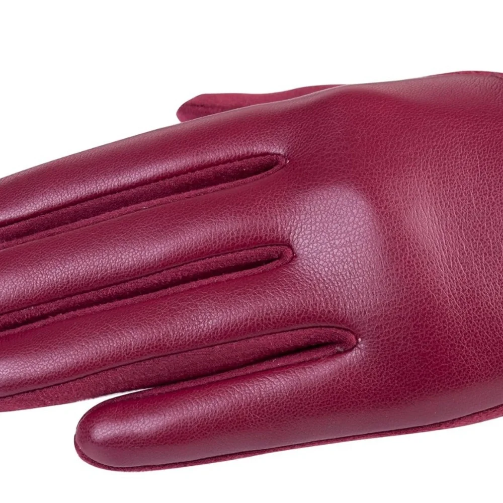 Leather Gloves, Touchscreen Texting Warm Cashmere Lining Windproof Suede Driving